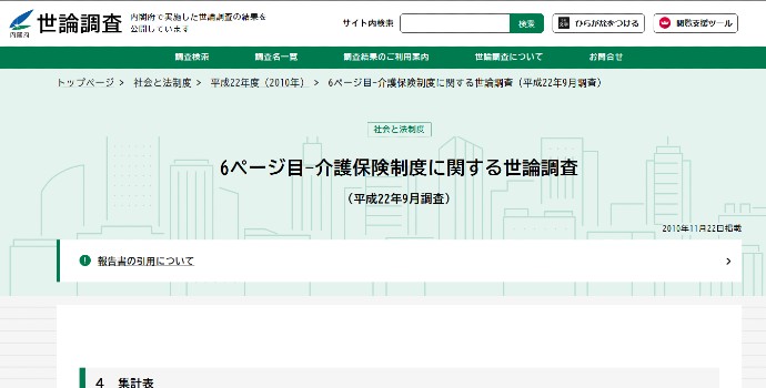 介護保険制度に関する世論調査　集計表イメージ